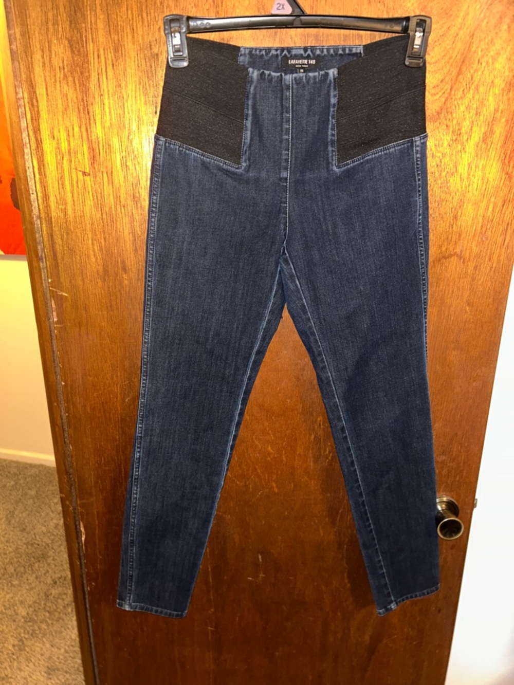 Lafayette 148 New York Dark Blue Jeggings with Black Stretch Waistband